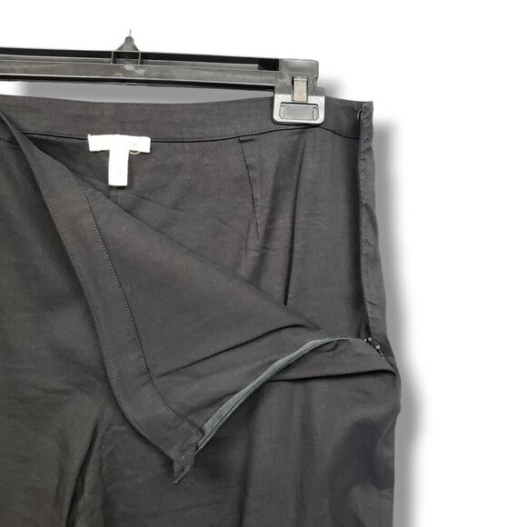 Eileen Fisher Organic Linen Viscose Stretch Pants Womens 14 Black Side Zip High - Picture 3 of 9